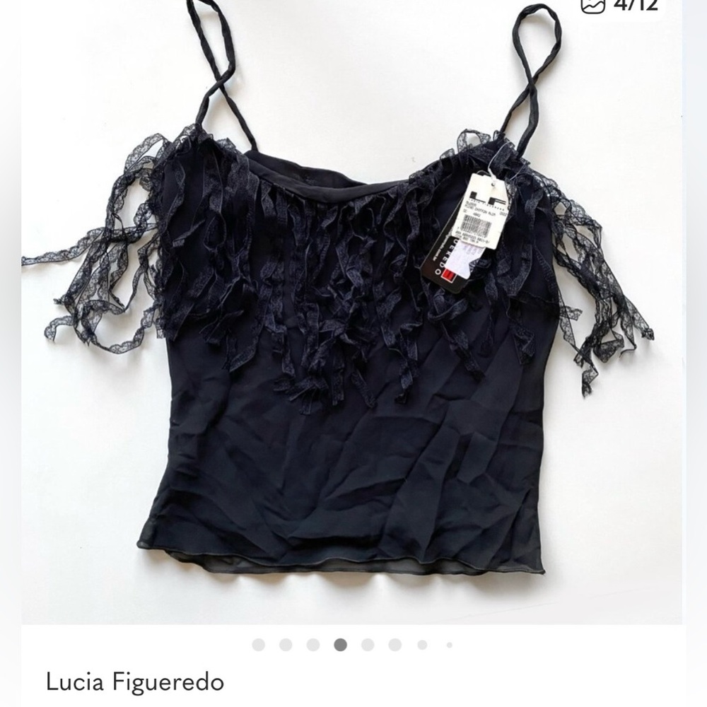 Navy Ruffle Tank Top